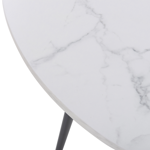 Beliani Dining Table ODEON White Marble 120 cm 120 cm 1