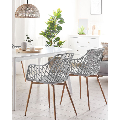 Beliani Set of 2 Dining Chairs NASHUA Light Grey 1