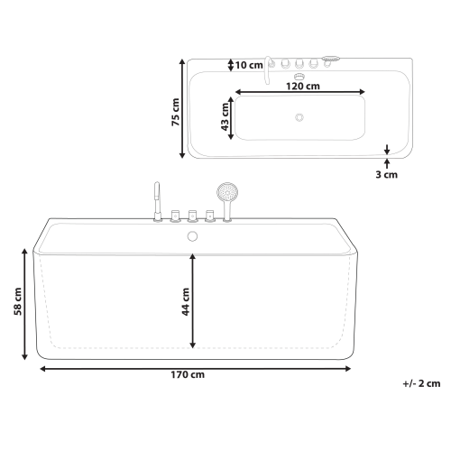 Beliani Back to Wall Bathtub QUATRE 1700 x 750 mm White 2