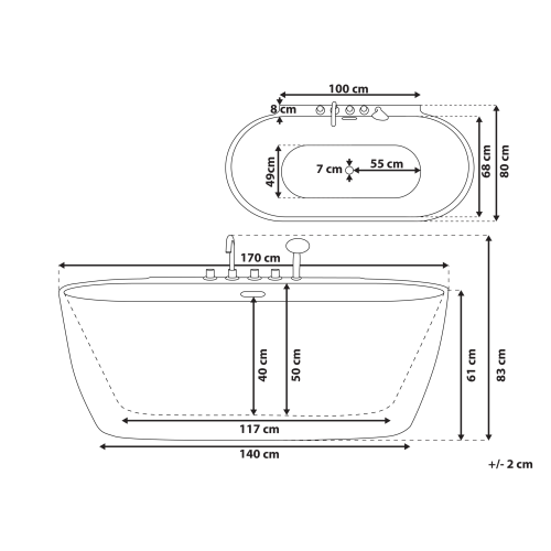 Beliani Freestanding Bathtub ROTSO 1700 x 800 mm White 2