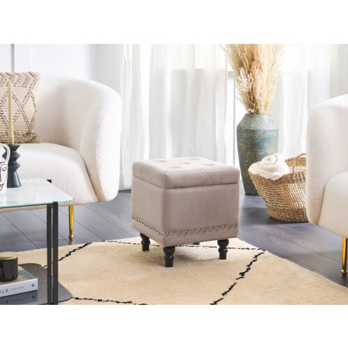 Beliani Storage Pouffe LORETTO Velvet Beige 2