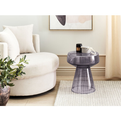 Beliani Side Table LAGUNA Glass Grey 1
