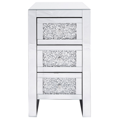 Beliani 3 Drawer Bedside Table LORAY Glass Mirrored Silver 1