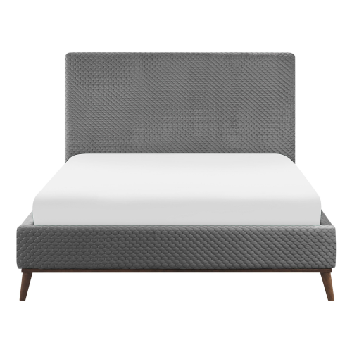 Beliani Bed Velvet BAYONNE 140 x 200 cm (EU Double) Light Grey 2