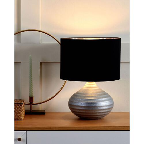 Beliani Table Lamp KUBAN Ceramic Silver 1