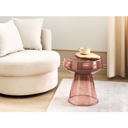 Beliani Side Table LAGUNA Glass Red 1
