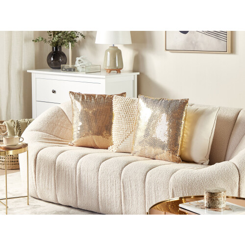 Beliani Set of 2 Decorative Cushions ASTER 45 x 45 cm Gold Solid 1
