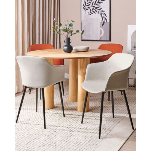 Beliani Set of 2 Dining Chairs ELIM Fabric Light Beige 1