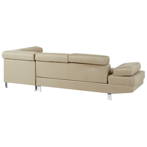 Beliani Corner Sofa 5 Seater NORREA Fabric Light Beige Left Hand 2
