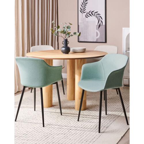 Beliani Set of 2 Dining Chairs ELIM Fabric Mint Green 1