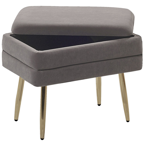 Beliani Upholstered Storage Bench ODESSA Velvet Grey 1