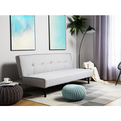 Beliani Sofa Bed 3 Seater VISBY Fabric Light Grey 1