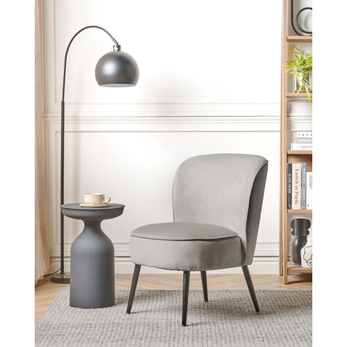 Beliani Armchair VOSS Velvet Light Grey 1
