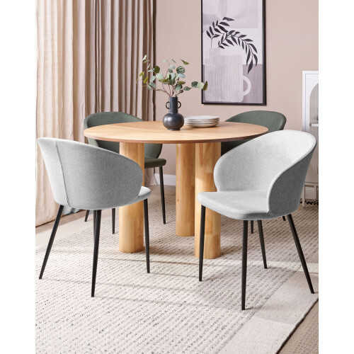 Beliani Set of 2 Dining Chairs MASON Fabric Light Grey 1