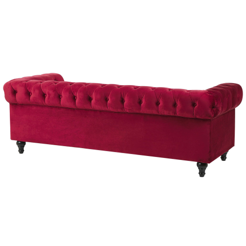 Beliani Sofa 3 Seater CHESTERFIELD Velvet Dark Red 2
