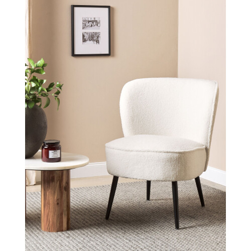 Beliani Armchair VOSS Boucle White 1