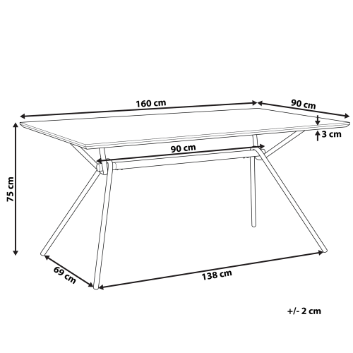 Beliani Dining Table AMSTERDAM Dark Brown 160 cm 90 cm 2