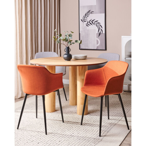Beliani Set of 2 Dining Chairs ELIM Fabric Orange 1
