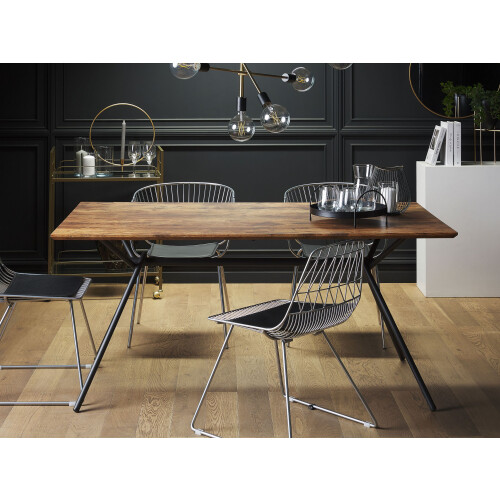 Beliani Dining Table AMSTERDAM Dark Brown 160 cm 90 cm 1