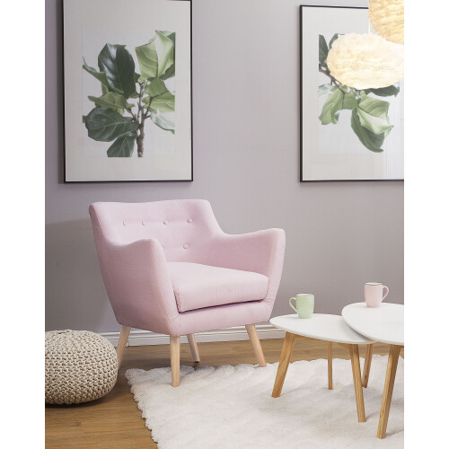 Beliani Armchair DRAMMEN Fabric Pink 1