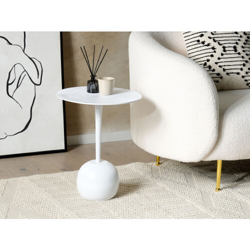 Beliani Side Table EUCLA Metal White 1