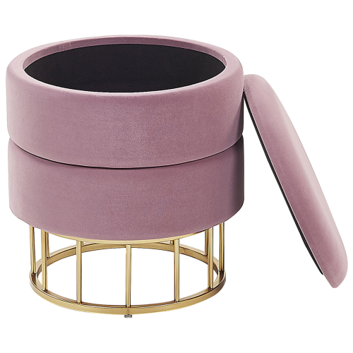 Beliani Storage Pouffe ELGIN Velvet Pink 2