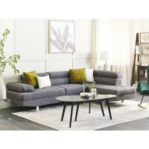 Beliani Corner Sofa 5 Seater NORREA Fabric Grey Left Hand 1