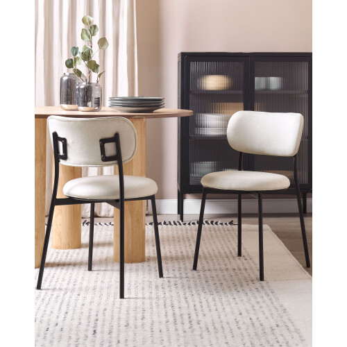 Beliani Set of 2 Dining Chairs CASEY Fabric Light Beige 2