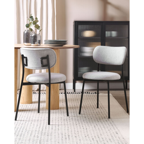 Beliani Set of 2 Dining Chairs CASEY Fabric Light Grey 1