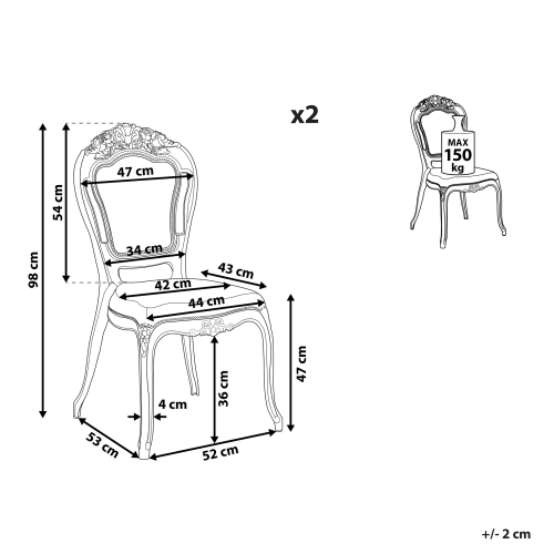 Beliani Set of 2 Dining Chairs VERMONT Black 2