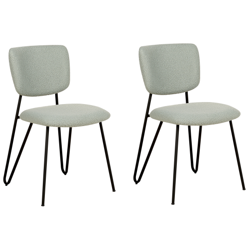 Beliani Set of 2 Dining Chairs NELKO Boucle Light Green 1