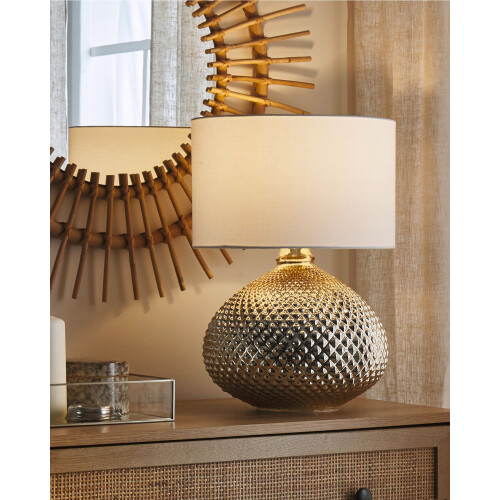 Beliani Table Lamp MADON Glass Gold 1