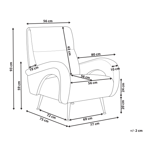 Beliani Armchair SVALOV Corduroy Grey 2