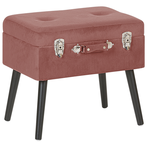 Beliani Storage Stool MALLARD Corduroy Pink 1