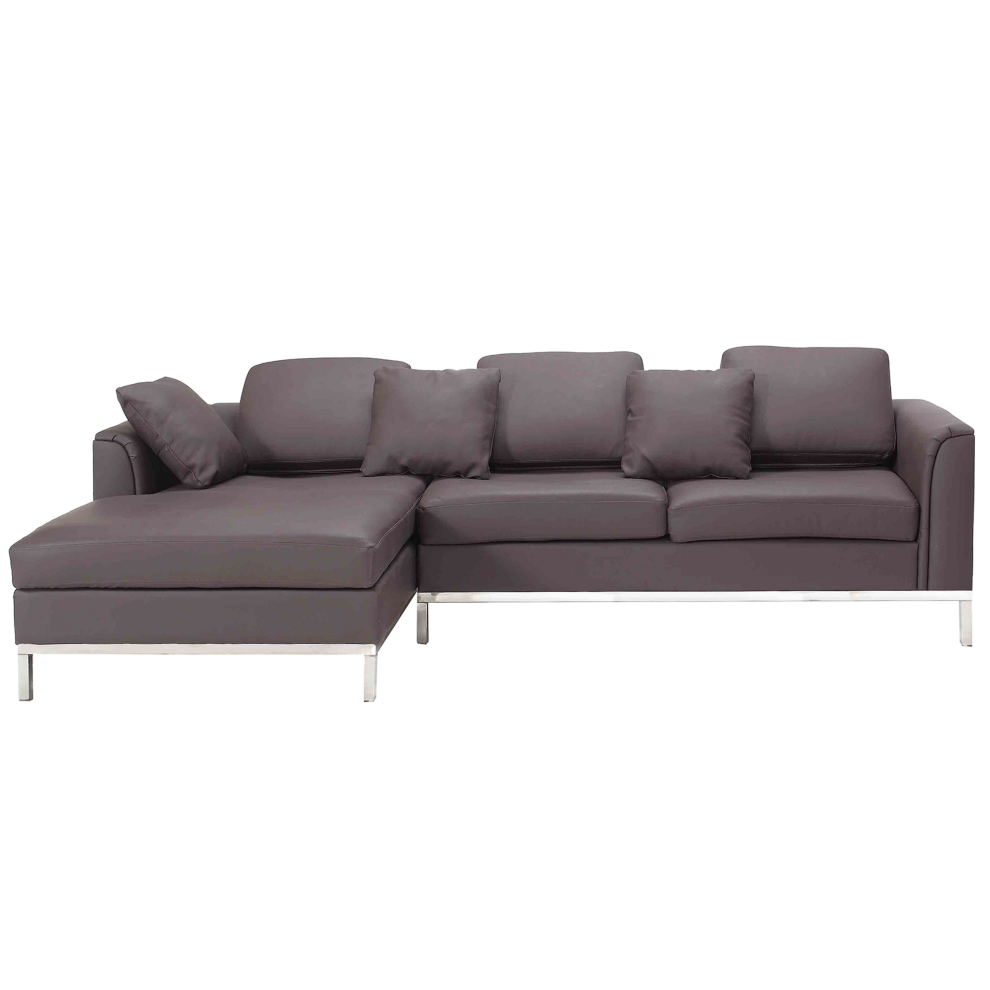 Corner Sofa 4 Seater OSLO Leather Brown Right Hand