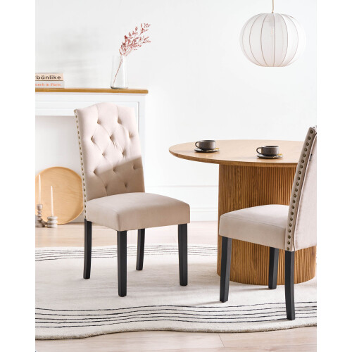 Beliani Set of 2 Dining Chairs SHIRLEY Fabric Light Beige 1