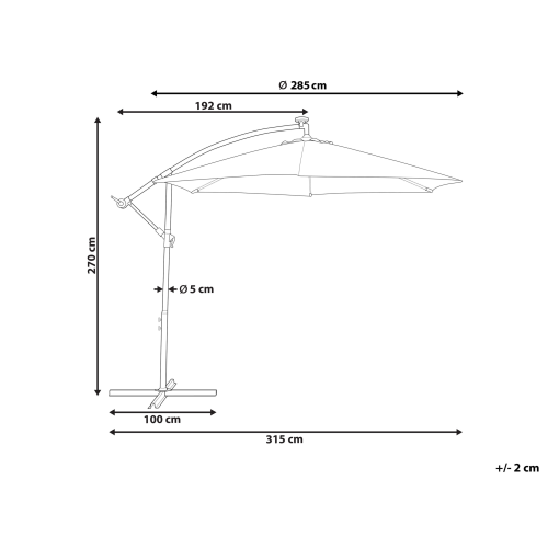 Beliani Cantilever Parasol LED 285 cm CORVAL Graphite Grey 2