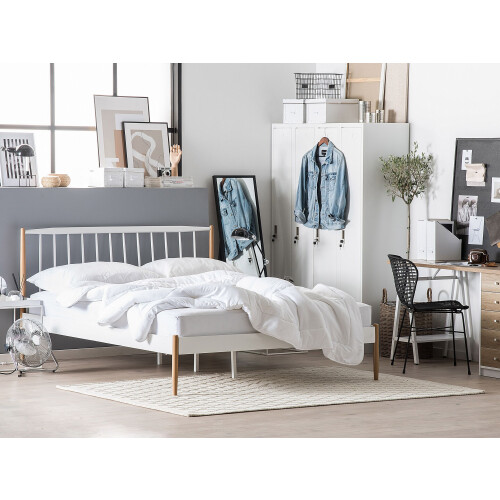 Beliani Bed Metal MAURS 160 x 200 cm (EU King) White 1