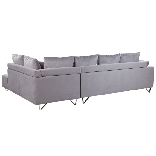 Beliani Corner Sofa LUNNER Corduroy Grey Left Hand 1
