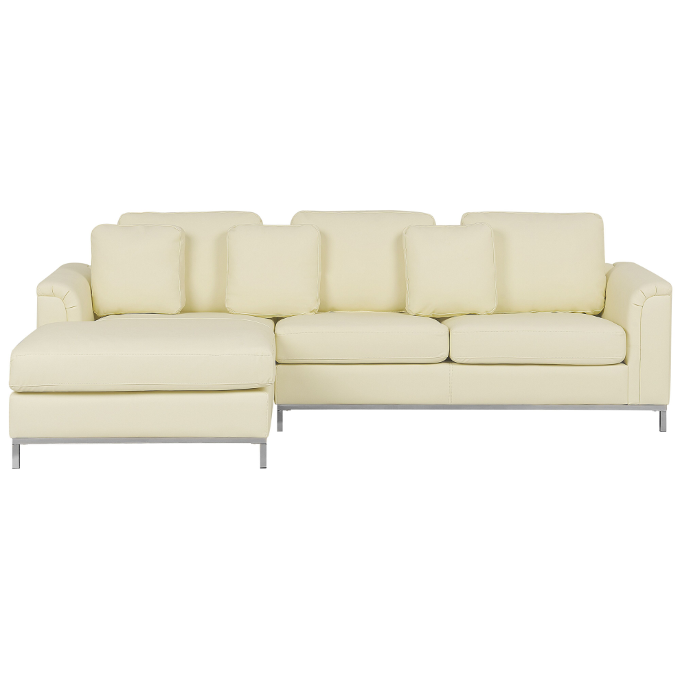 Corner Sofa 4 Seater OSLO Leather Light Beige Right Hand