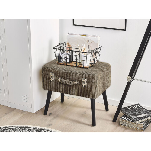 Beliani Storage Stool MALLARD Corduroy Light Brown 1