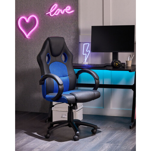 Beliani Office Chair FIGHTER Faux Leather Navy Blue 1