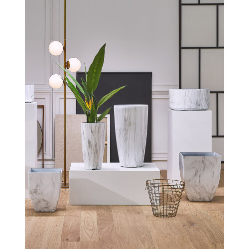 Beliani Plant Pot MIRO 28 cm White Marble 1