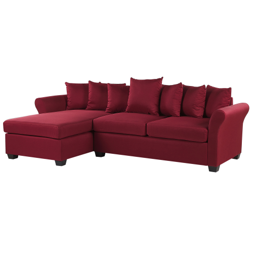 Beliani Corner Sofa 3 Seater VIKNA Fabric Dark Red Right Hand 1