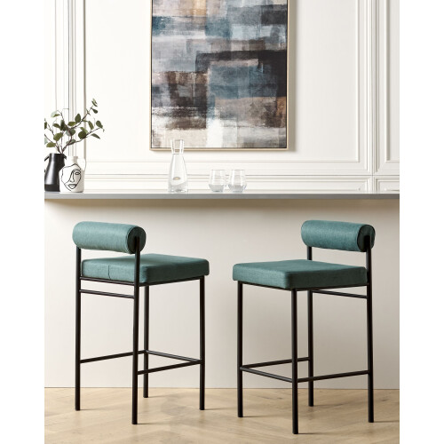 Beliani Set of 2 Bar Chairs AMAYA Teal 1
