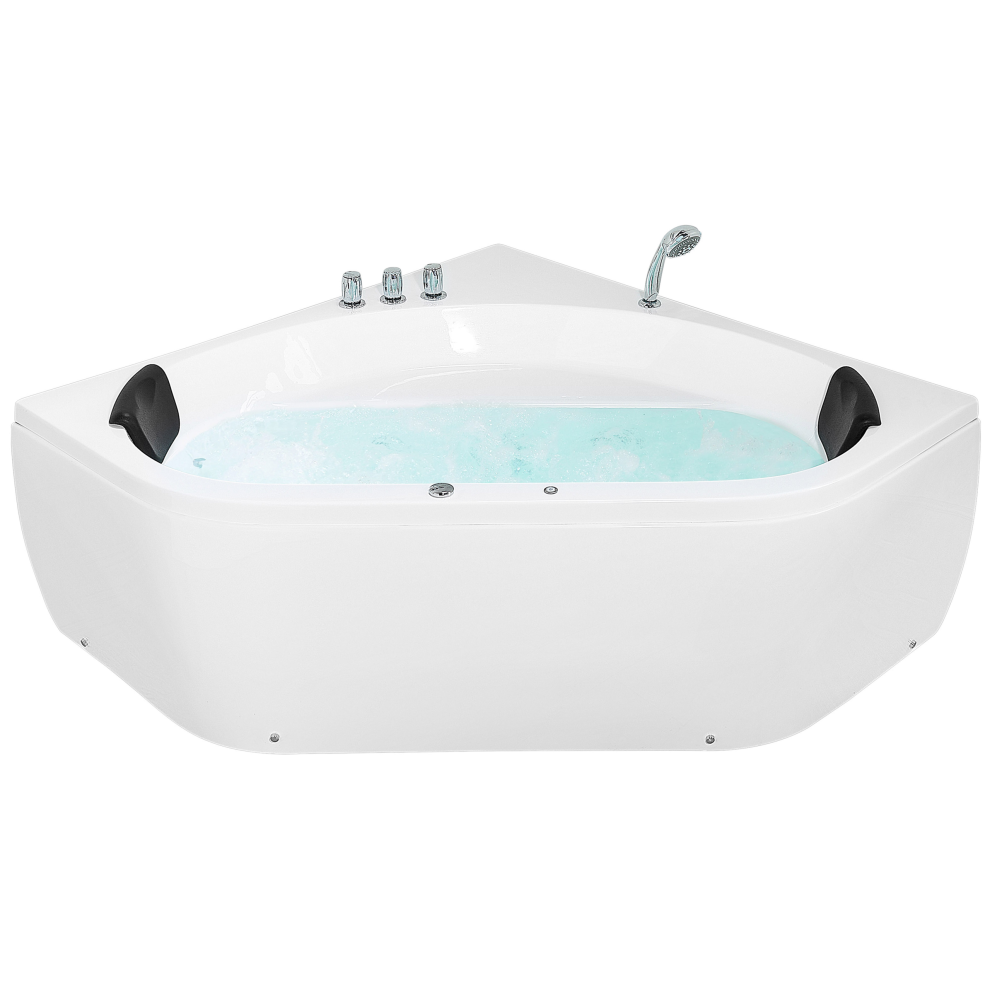 Beliani White Corner Hot Tub With Led Meves 1400 X 1400 Mm