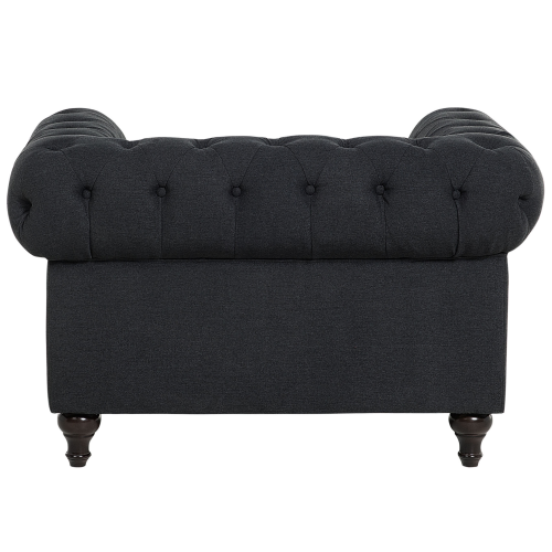 Beliani Armchair CHESTERFIELD Fabric Graphite Grey 1