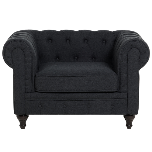 Beliani Armchair CHESTERFIELD Fabric Graphite Grey 1