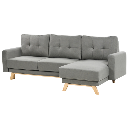 Beliani Sofa Bed 3 Seater SIRO with Storage Fabric Grey Left Hand 1