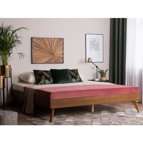 Beliani Bed without Headboard BERRIC 140 x 200 cm (EU Double) Dark Ash Wood 1